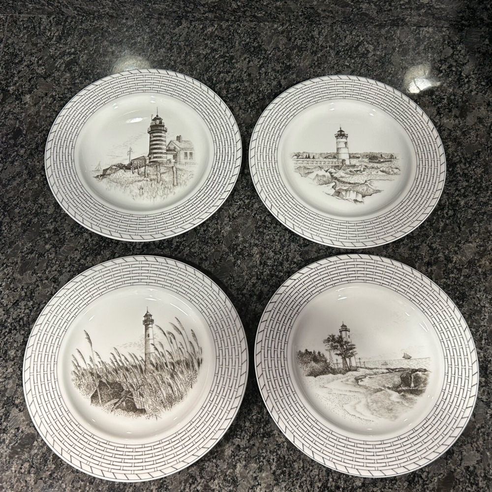 Ross-Simons 2002 Bone China Set of 4 Salad Plates Lighthouse